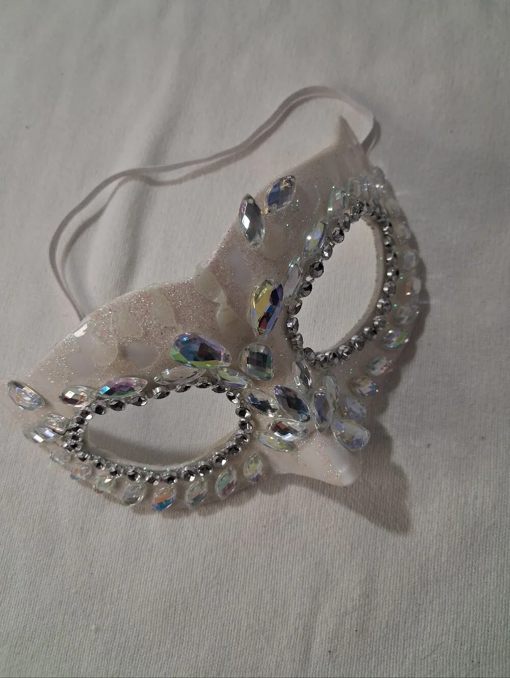 White Jeweled Venetian Eye Mask - Women Accessories Halloween